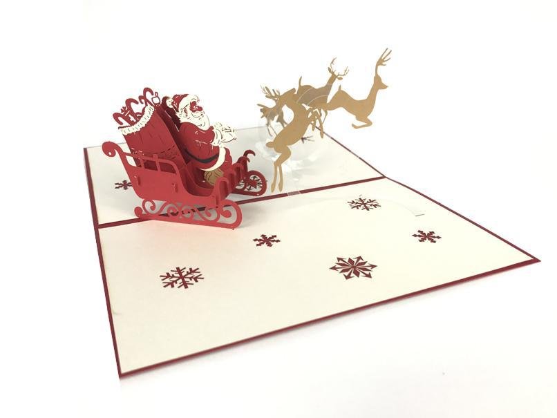 Santa on Sleigh with Reindeer - Abra Cards