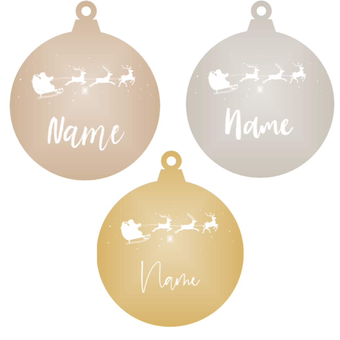 Add a name - Personalised flying Santa Christmas Ornament (Various Colours) - Abra Cards