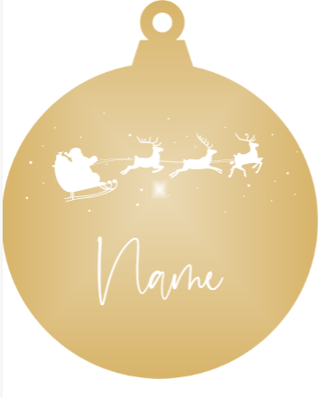 Add a name - Personalised flying Santa Christmas Ornament (Various Colours) - Abra Cards