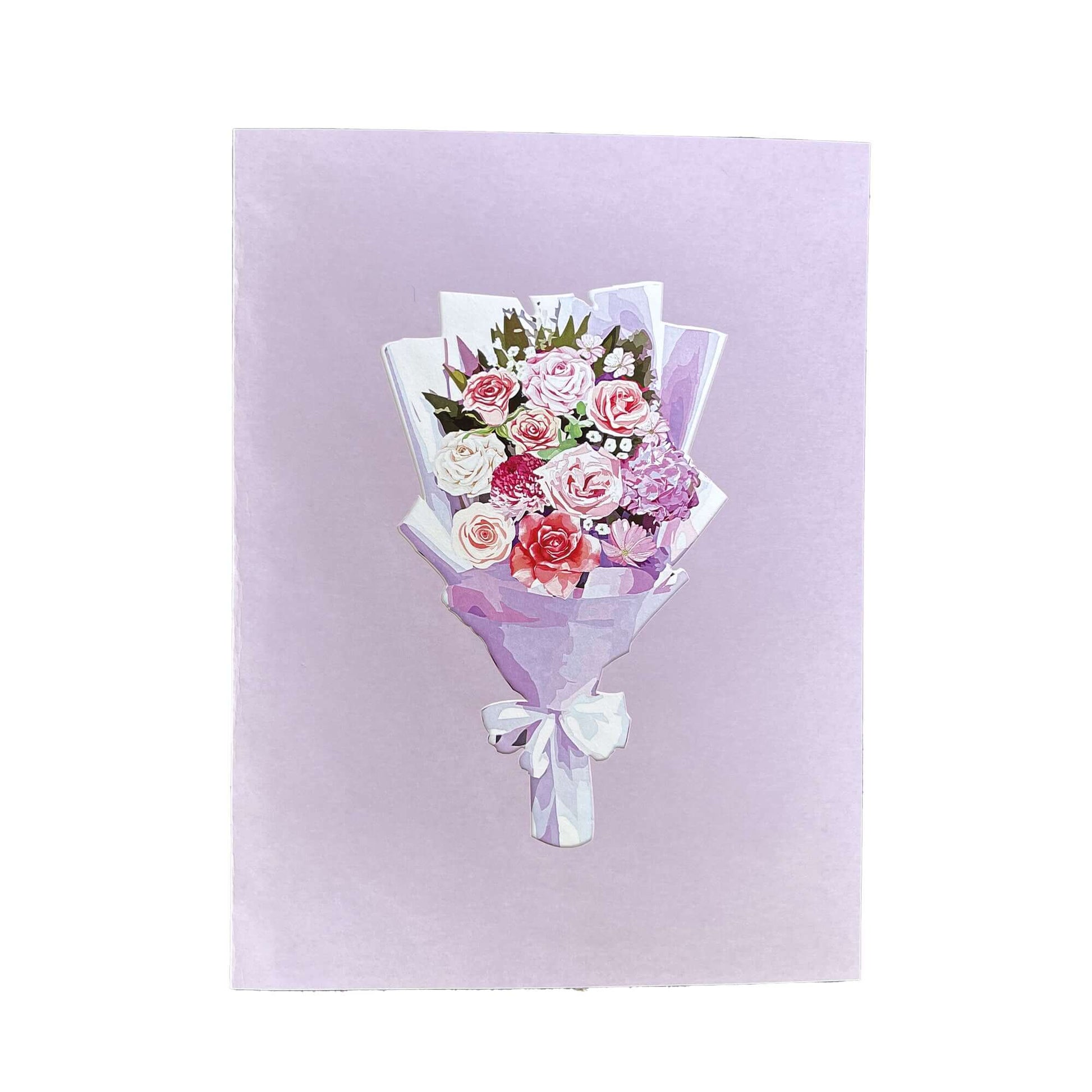 Purple Rose Bouquet Pop Up Card – Floral Gift