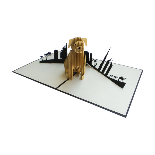 Dubai Skyline Dog Pop Up Card - Souvenir