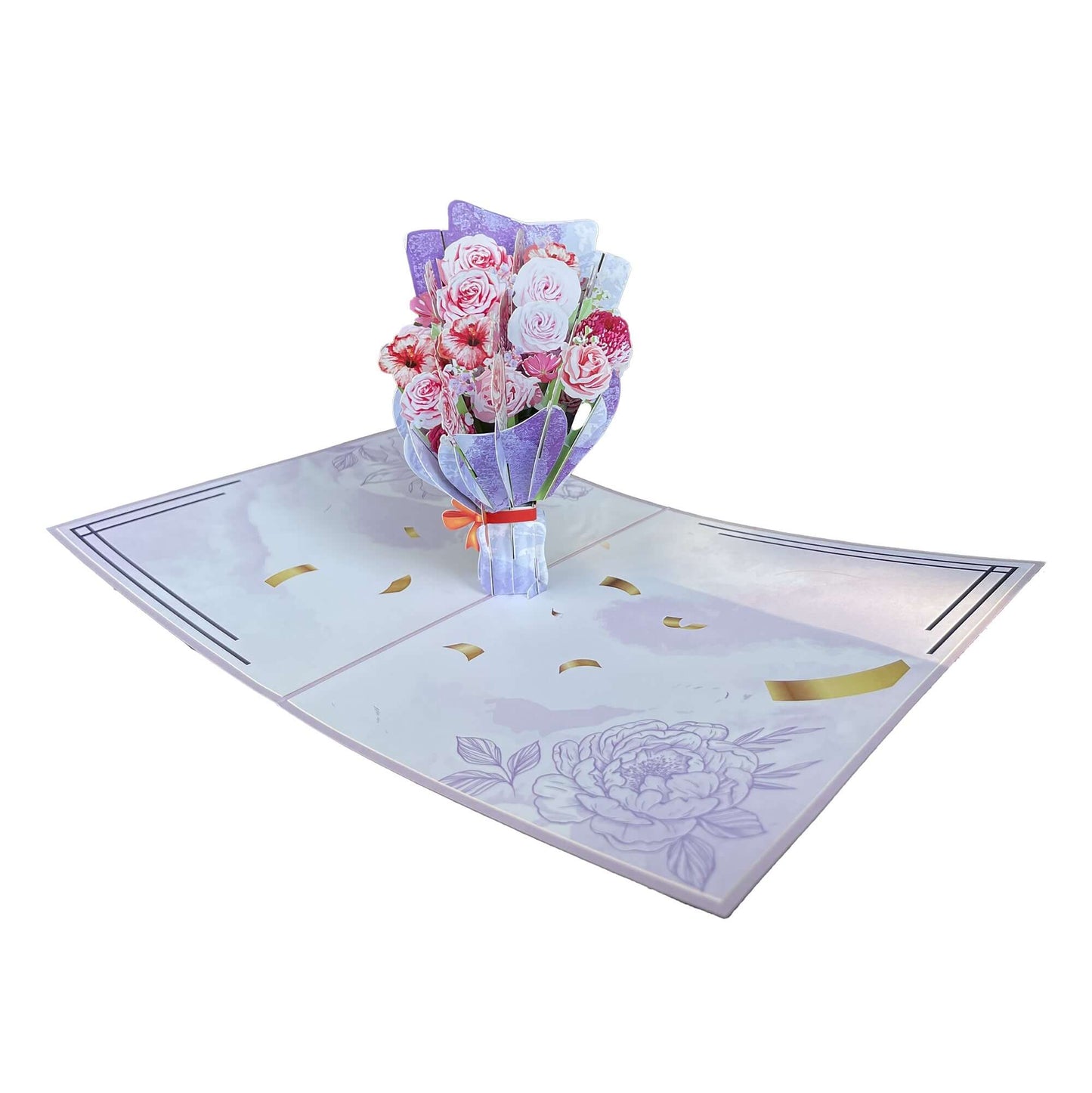 Purple Rose Bouquet Pop Up Card – Floral Gift