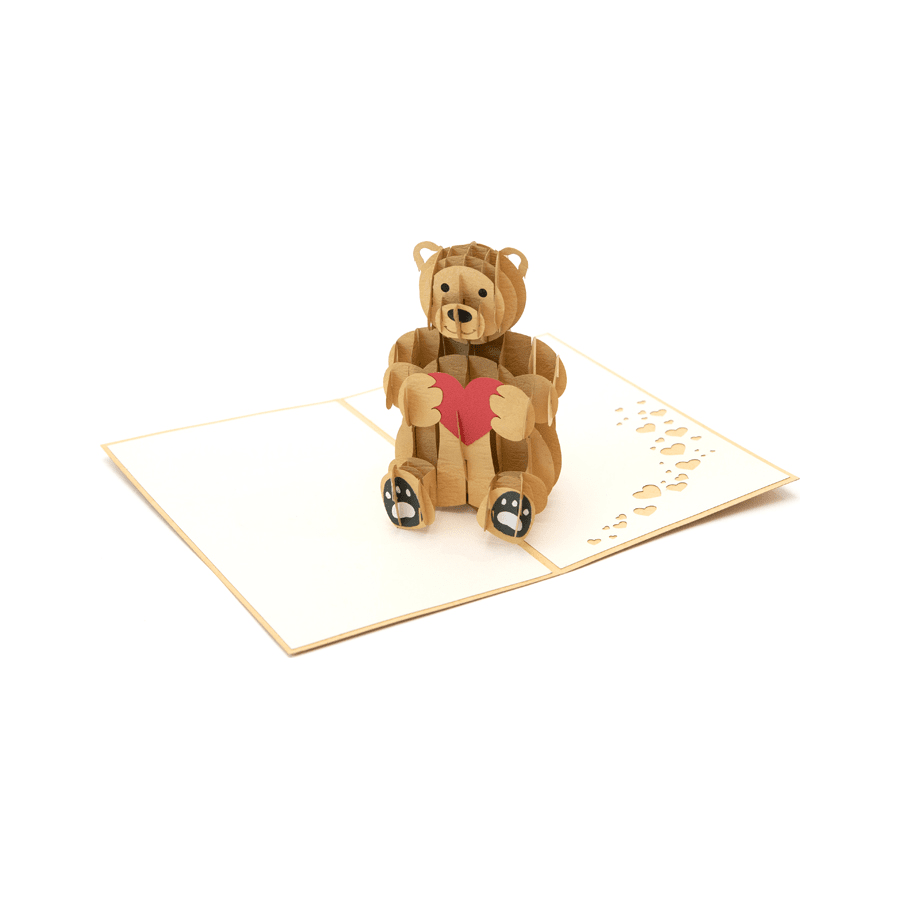 Teddy Bear with Love Heart - Abra Cards