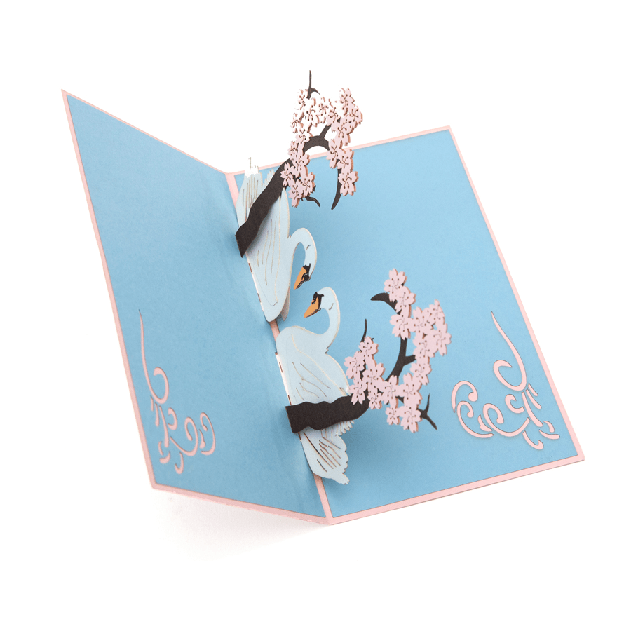 Swans with Blossom - Abra Cards