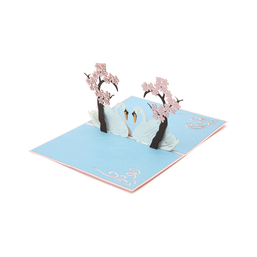 Swans with Blossom - Abra Cards