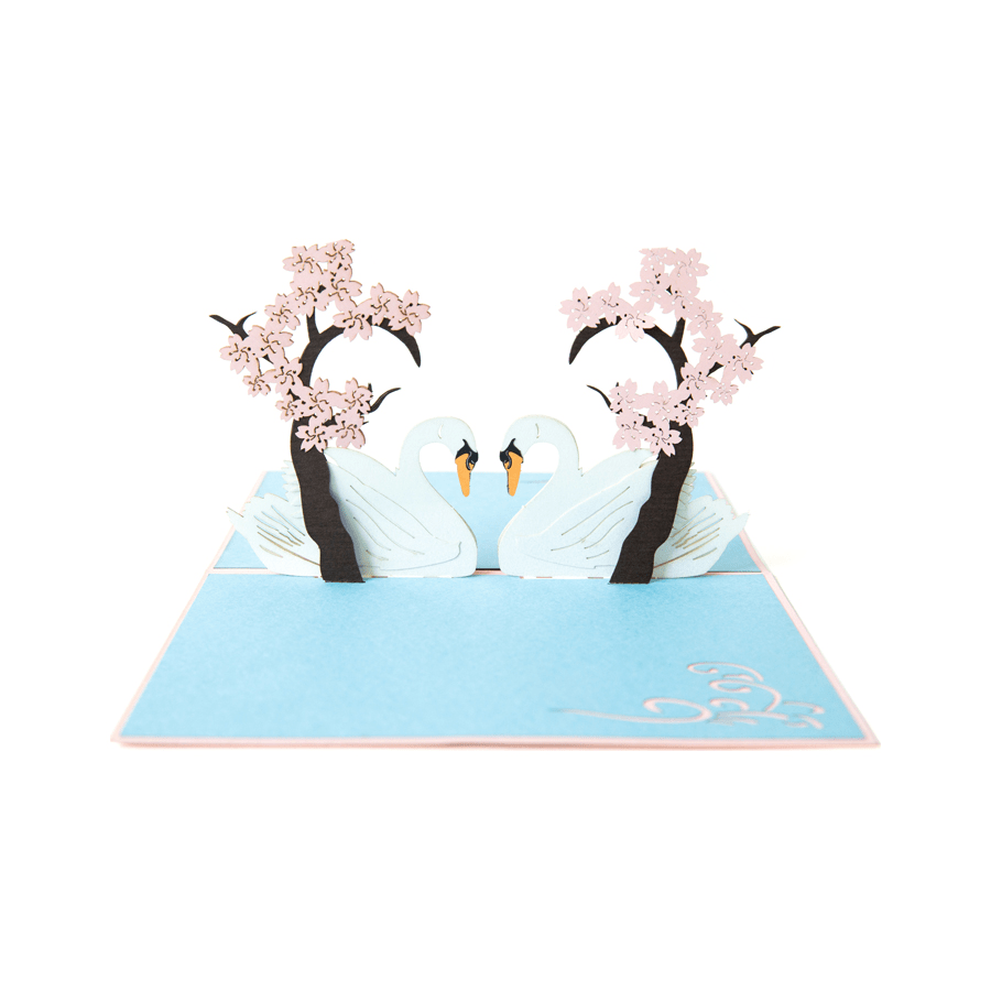 Swans with Blossom - Abra Cards