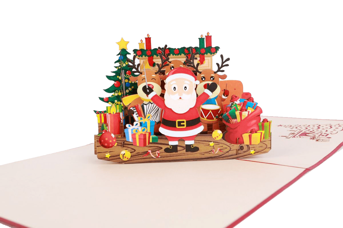 Singing Santa & Reindeers - Abra Cards