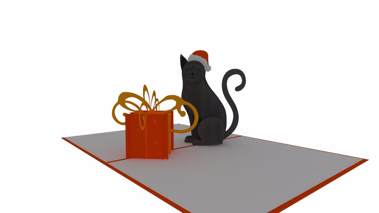 Christmas Cat Pop Up Card - Pet Lover Gift
