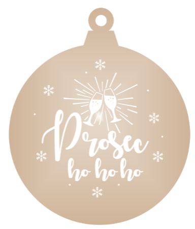 Prosec - ho ho ho! - Mirrored Acrylic Christmas Ornament (Various Colours) - Abra Cards