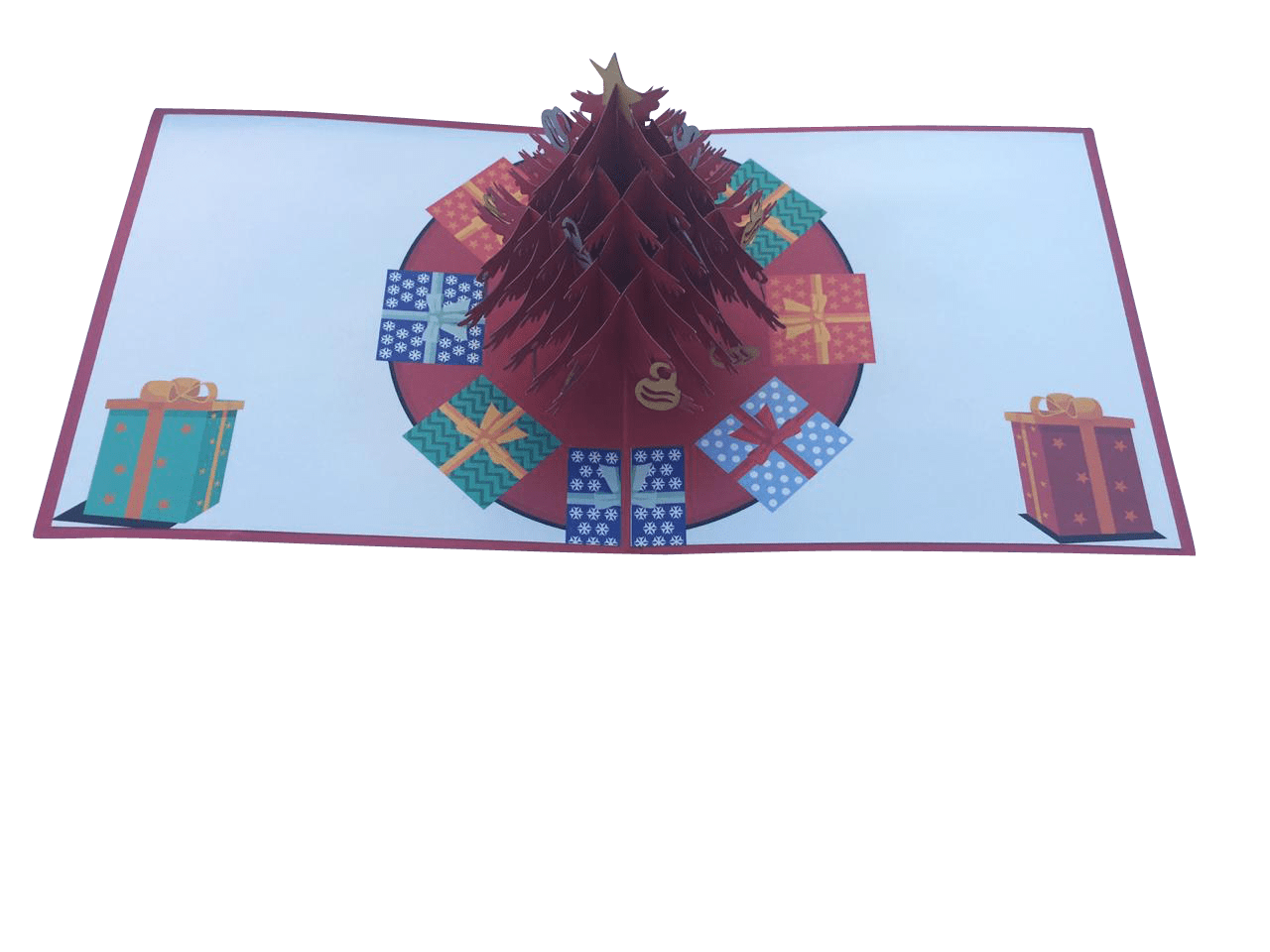 Red Christmas Tree Pop Up Card - Festive Gift