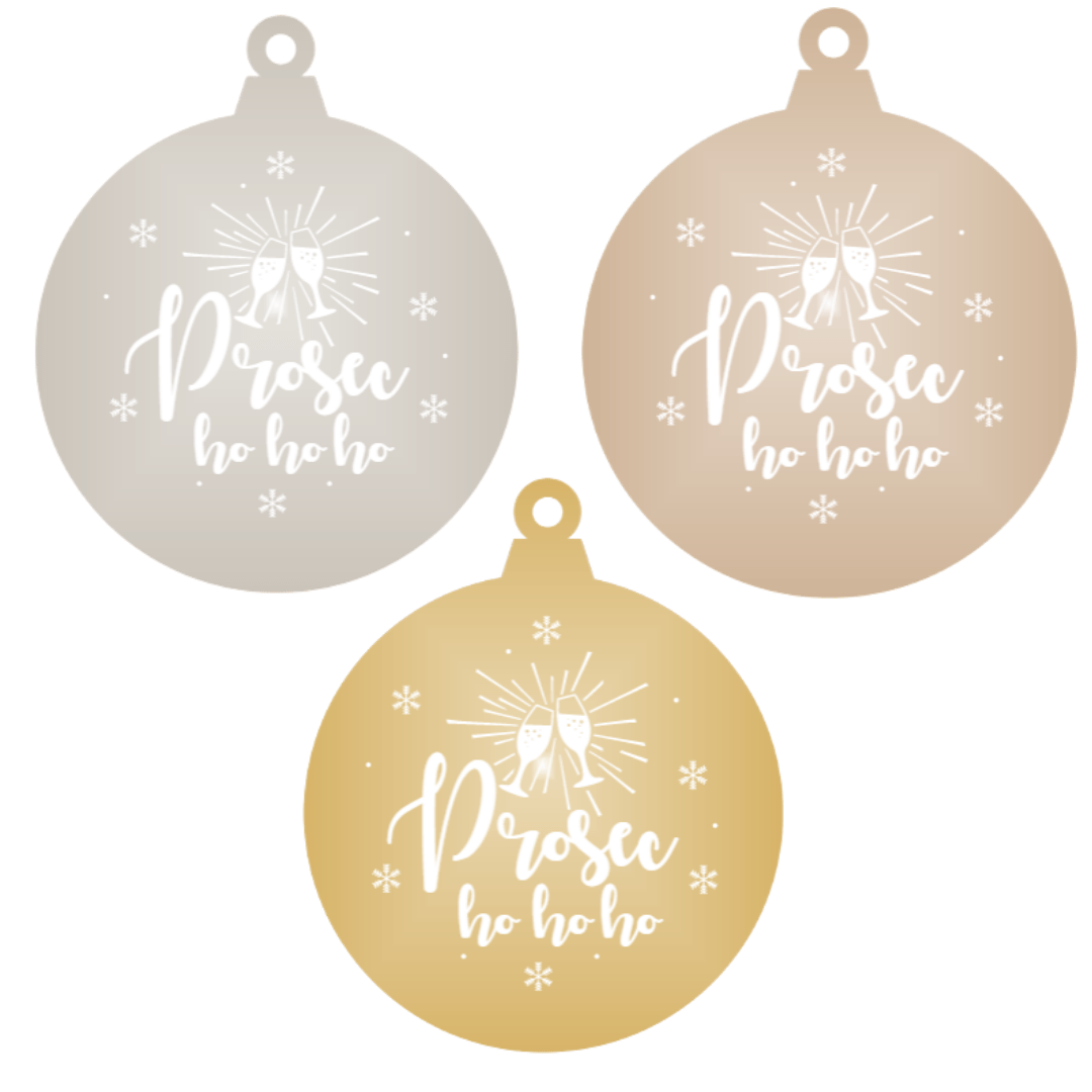 Prosec - ho ho ho! - Mirrored Acrylic Christmas Ornament (Various Colours) - Abra Cards