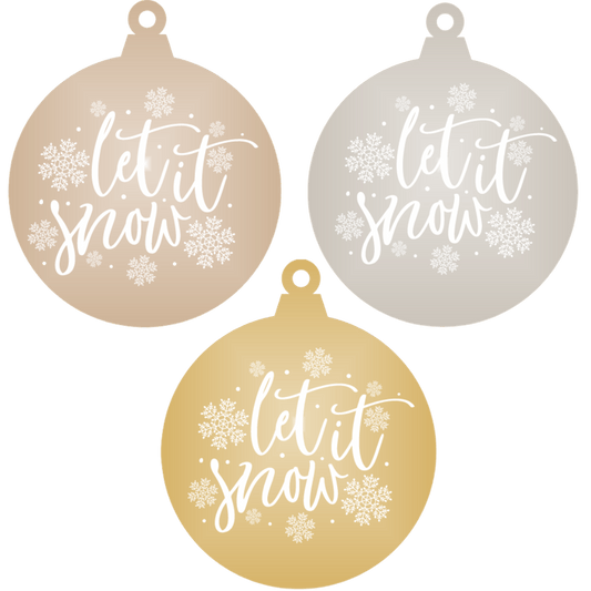 Let is snow! - Mirrored Acrylic Christmas Ornament (Various Colours) - Abra Cards