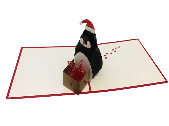Christmas Penguin Pop Up Card - Holiday Gift