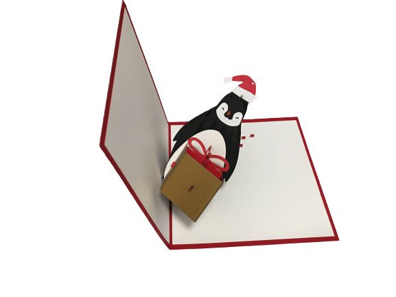 Christmas Penguin Pop Up Card - Holiday Gift