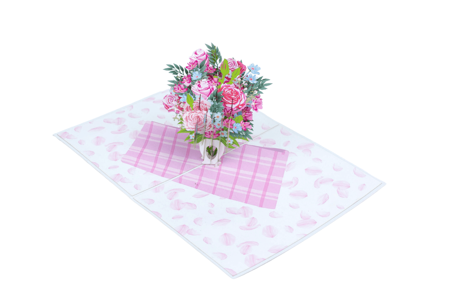 Mixed Pink Roses Pop up Card